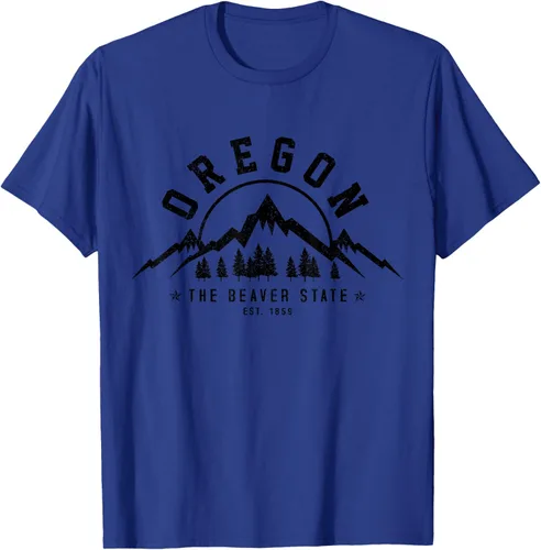Vista 16 de Oregon The Beaver State Est. 1859 Vintage Mountains - Camiseta de regalo, gris, S