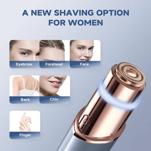 Vista 3 de Depilación facial para mujeres, recortadora de cejas facial, afeitadora facial 2 en 1, afeitadora facial sin dolor para labios, mentón, vello facial