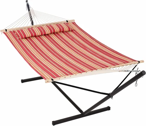 Vista 20 de ANOW Hamaca doble con combo de soporte de acero resistente de 12 pies