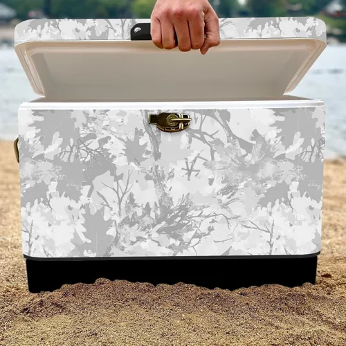 Vista 6 de FSE Enfriador de Metal de Lados Duros de 54 Cuartos / 80 Latas, Camuflaje Gris y Negro de Dos Tonos, Enfriador de Bebidas Duradero para Exteriores