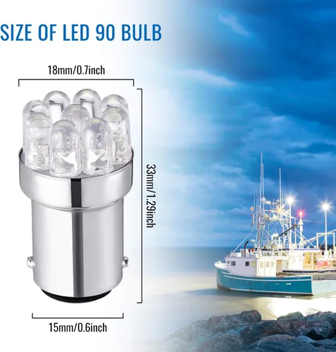 Vista 2 de Honoson 4 bombillas LED 90 1004 de repuesto LED marino BA15D bombilla LED para luces de navegación de barcos, luces de anclaje de barco, luces