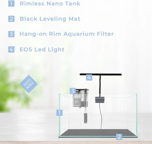 Vista 2 de Aqua Worx Kit de inicio de nano acuario - Kit de tanque de peces de acuario pequeño - Kits de inicio de acuario con tanque de 3.17 galones