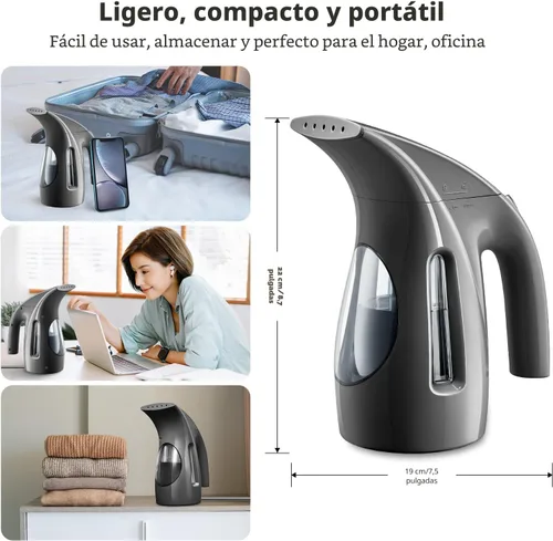 Vista 5 de HiLIFE Vaporizador para ropa, diseño portátil de mano, gran capacidad de 240ml, 700W, vapor penetrante fuerte, elimina arrugas, para el hogar