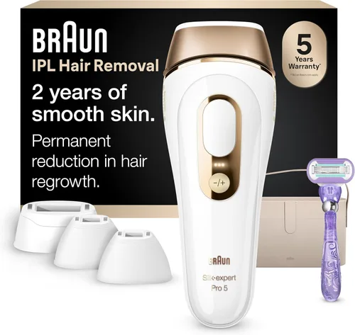 Vista 10 de Braun - Dispositivo de depilación láser de larga duración IPL para mujeres y hombres, Silk Expert Pro5 PL5157, cuerpo completo, con maquinilla