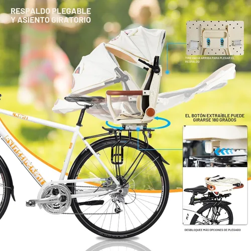 Vista 4 de XIEEIX Asiento trasero de bicicleta para niños, asientos de bicicleta para niños montados en la parte trasera, asiento infantil de montaje trasero