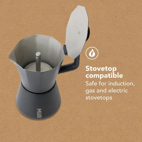Vista 4 de MiiR Nueva olla Moka estándar, 10 onzas, cafetera duradera para preparar café expreso rico