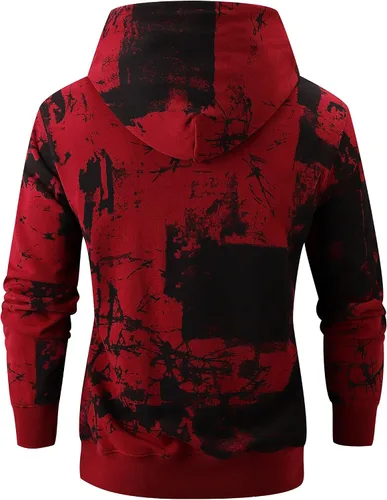 Vista 3 de KLIEGOU Sudadera con capucha de teñido anudado para hombre