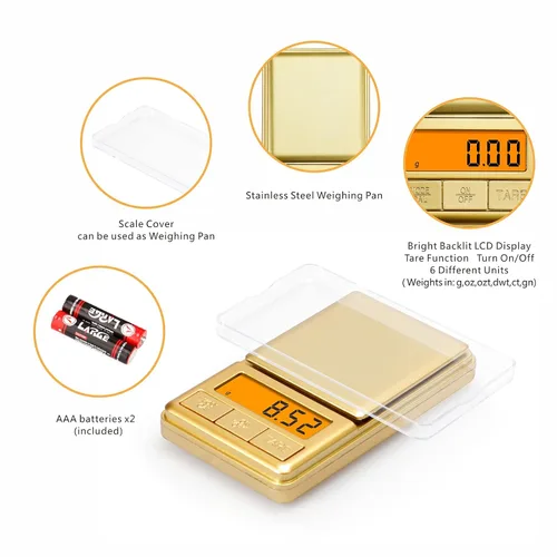 Vista 3 de UNIWEIGH Mini báscula de bolsillo de 3.53 oz/0.00 oz, báscula digital de gramos con tapa, pequeña escala de onzas de viaje para alimentos, hierbas