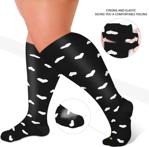 Vista 2 de Diu Life 3 pares de calcetines de compresión de talla grande para mujeres y hombres, pantorrilla ancha, soporte extra alto hasta la rodilla