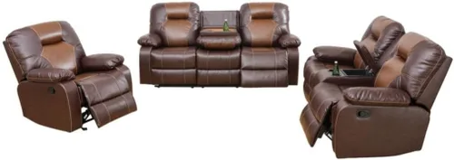 Vista 27 de Silla reclinable eléctrica, sofá biplaza, sofá para sala de estar, cómodo asiento de cuero transpirable para cine en casa con puertos de carga USB