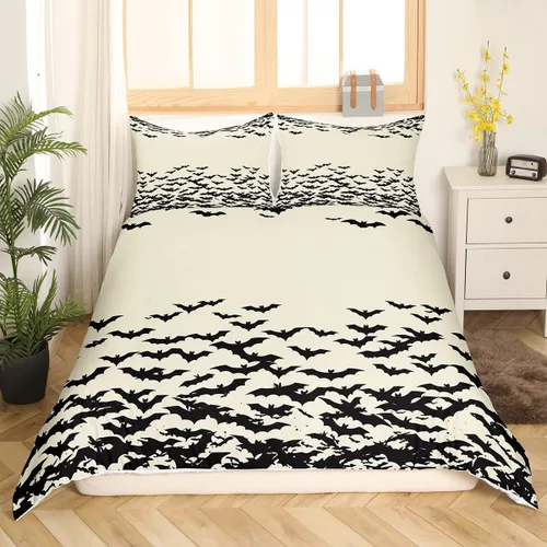 Vista 20 de Juego de funda de edredón de Navidad, copos de nieve para niños y niñas, funda de edredón en blanco y negro, tamaño individual, funda de edredón