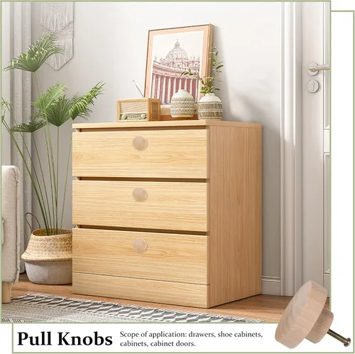 Vista 2 de RDEXP Home Accessory - Juego de 10 pomos redondos de madera de 1.969 x 0.984 in para armario, cajón, armario, puerta de armario