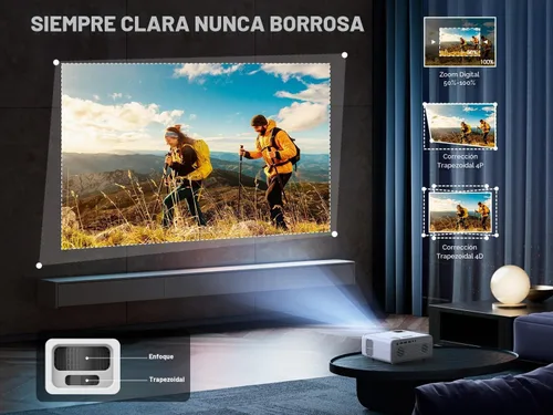 Vista 6 de [Aplicaciones integradas] Proyector inteligente con WiFi y Bluetooth, proyector VIZONY Native 1080P con aplicaciones de transmisión, Dolby Audio