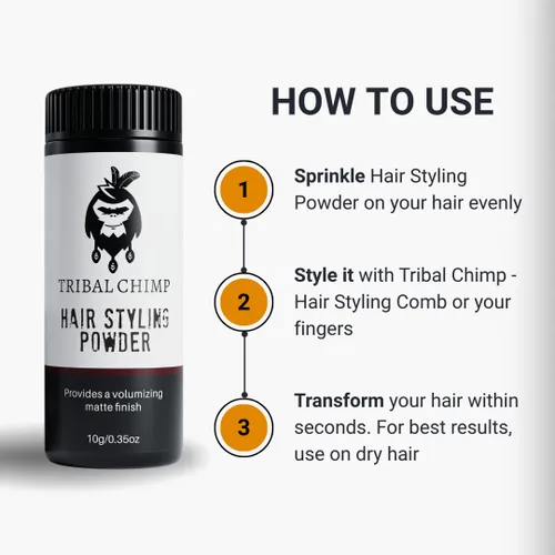 Vista 7 de Tribal Chimp Polvo para peinar el cabello, voluminizador de cabello invisible durante todo el día y polvo de textura para hombres y mujeres, polvo
