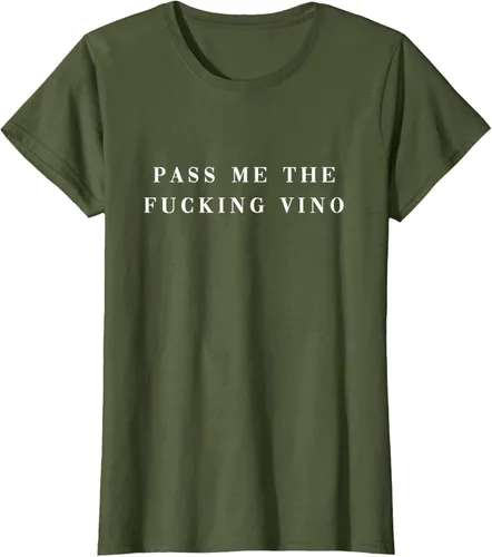 Vista 44 de Pásame el maldito Vino. Camiseta divertida con texto en inglés «Wine nice lettering AM PM Fun»