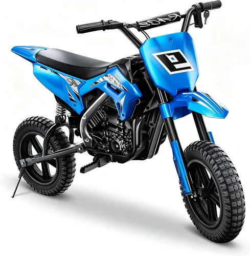 Vista 13 de Bicicleta eléctrica de 24 V para niños, acelera tp 11 MPH, Dirt Bike Azul