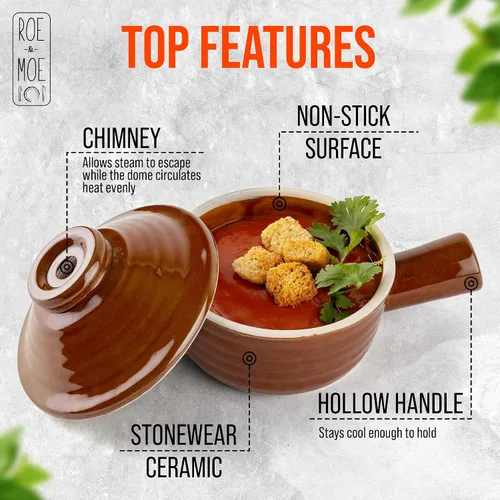 Vista 2 de Roe & Moe Olla para huevos – Antiadherente, cerámica para microondas con tapa de chimenea y mango hueco. Reimagina el desayuno con huevos perfectos