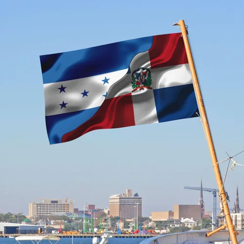 Vista 4 de Banderas de Honduras y República Dominicana para exteriores de 3 x 5 pies, tres capas de tela para coser a doble cara, impresión de 3 x 5 pies