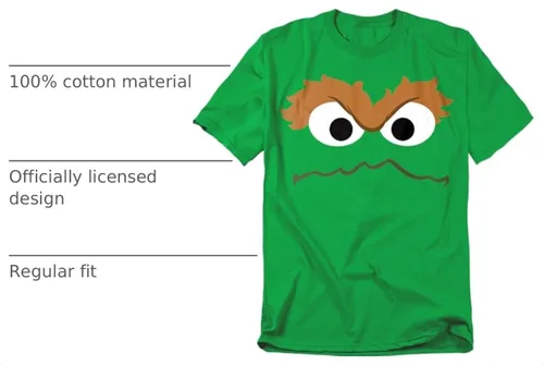 Vista 4 de Popfunk Sesame Street Oscar Face Halloween Costume T-Shirt