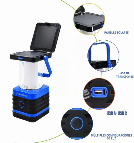 Vista 7 de Linterna solar recargable para campamento, linterna LED de 1000 lúmenes, 5 modos de iluminación, IPX4 resistente al agua para acampar y senderismo
