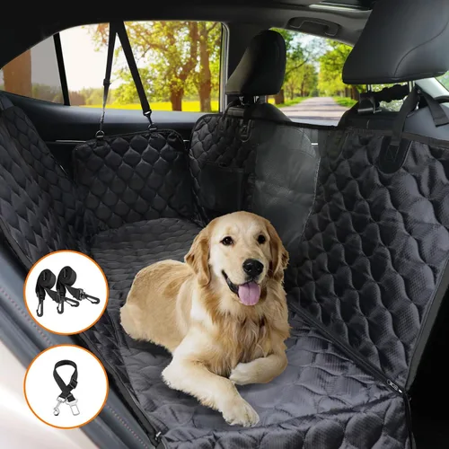 Vista 6 de PETICON Funda de asiento de coche para perro, hamaca impermeable para Negro