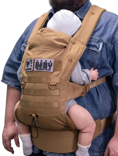 Vista 8 de Portabebés ergonómico con soporte lumbar para bebés y niños pequeños (8-33 libras), acogedor y ligero portabebés militar para padres grandes y Negro