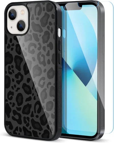 Vista 34 de TEAUGHT Compatible con iPhone 11 Funda con patrón lindo estampado de leopardo negro guepardo + protector de pantalla a prueba de golpes, funda