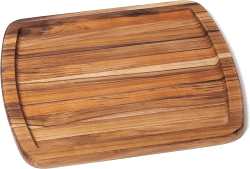 Vista 9 de Lipper International Tabla de cortar y servir de cocina de madera de teca con veta de borde, grande, 16" x 12" x 3/4" pulgadas