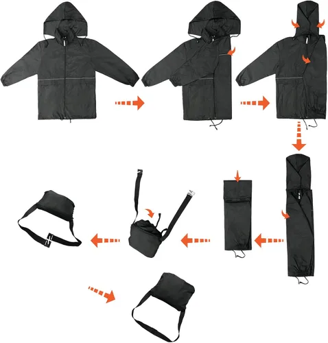 Vista 5 de Corna Chaquetas impermeables plegables para hombre, ligeras para senderismo, correr, rompevientos con capucha, multifuncionales