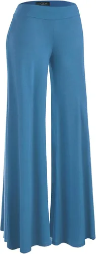 Vista 54 de Made By Johnny Pantalones palazzo elásticos de pierna ancha para mujer, lisos, casuales, cómodos