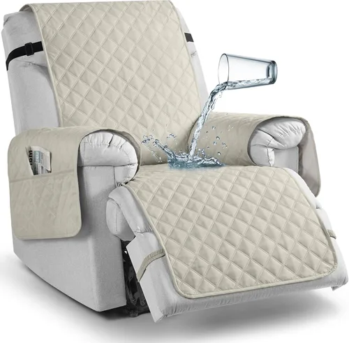 Vista 64 de TAOCOCO - Funda antideslizante para silla reclinable, funda para sofá, funda para silla reclinable pequeña con correas elásticas, protector