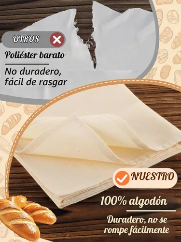 Vista 2 de 3 paños de té 100% algodón para hornear masa madre – 14 x 18 pulgadas sin blanquear cesta de pan toallas de saco de harina, paño de cubierta