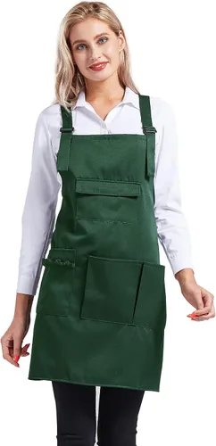 Vista 11 de Nanxson Delantal ajustable para mujer, delantal de trabajo profesional con bolsillos para herramientas CF3010 Women Apron with 4