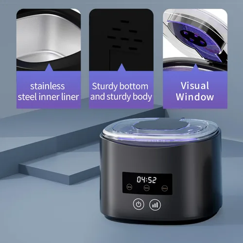 Vista 6 de Limpiador ultrasónico de dentaduras postizas, máquina limpiadora de retenedores para dentaduras, protectores bucales, frenillos, cabezales