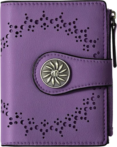 Vista 23 de Tipmile - Cartera pequeña para mujer, cartera de cuero con bloqueo RFID, plegable con bolsillo para monedas y con cremallera, Beige, Casual