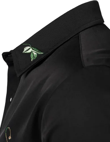 Vista 4 de ZEROYAA Camisas de vestir para hombre con diseño de bordado de hipster de manga larga con botones