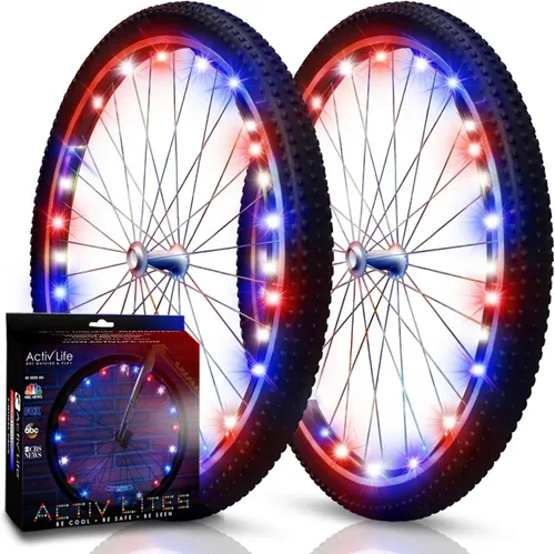 Vista 9 de Activ Life Paquete de 2 luces LED para ruedas de bicicleta con baterías incluidas, obtén un 100% más brillante y visible desde todos los ángulos