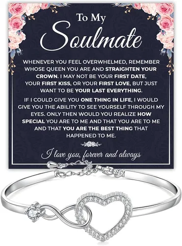 Vista 18 de Pulsera Para Mi Alma Gemela, pulsera de alma gemela para mujeres, regalo de joyería de alma gemela de novio, marido, amigo con tarjeta de mensaje