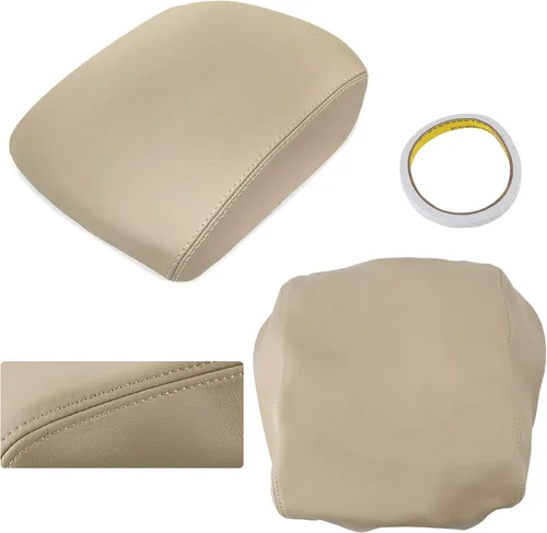 Vista 3 de AUTOKAY Funda de cuero para tapa de consola central con apoyabrazos para Honda Pilot 2009-2015 - Beige Tan