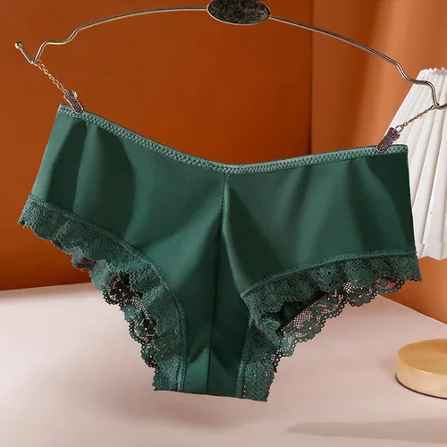 Vista 2 de MASKE Bragas sexys para mujer, traviesas para sexojuego, encaje bordado transparente, ropa interior con corte cruzado y corte francés