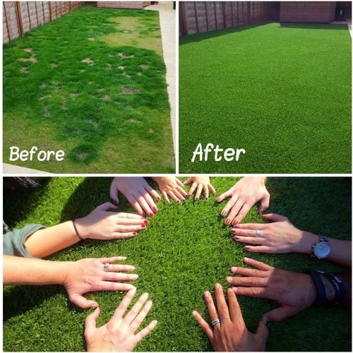 Vista 6 de Alfombra de césped artificial realista, para interiores y exteriores, para mascotas, alfombra sintética gruesa para jardín, patio, balcón, 2 x 7 pies