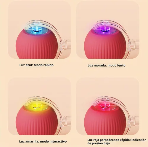 Vista 6 de Paquete de 3 juguetes automáticos para gatos, juguete interactivo de 360° para gatos de interior (rojo, gris, verde)