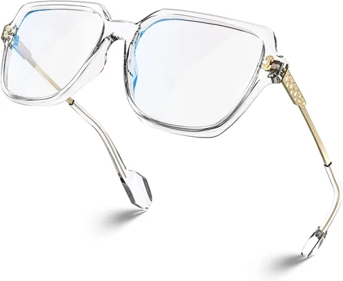 Vista 21 de VISOONE - Paquete de 2 anteojos de bloqueo de luz azul de gran tamaño con elegante marco cuadrado TR90 y patillas metálicas para mujeres y hombres