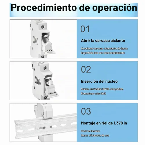 Vista 3 de Heschen - Fusible solar fotovoltaico de 10 A, 1000 VCC, 0.394 x 1.496 in