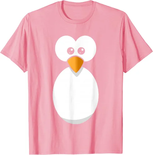 Vista 95 de Camiseta divertida con diseño de cara de pingüino o disfraz fácil, color negro, talla S