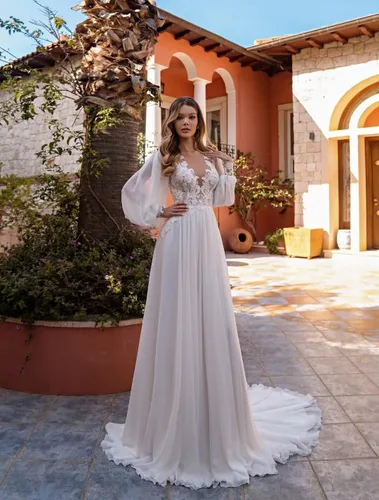 Vista 3 de Vestidos de novia de encaje boho para novia 2025 vestidos de baile de tul de manga larga vestido de novia de satén vestido de novia de sirena