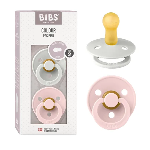 Vista 21 de BIBS - Paquete de 2 chupetes para bebés, goma natural libre de bisfenol A, hechos en Dinamarca, colección Colour, para bebés de 18+ meses, azul bebé