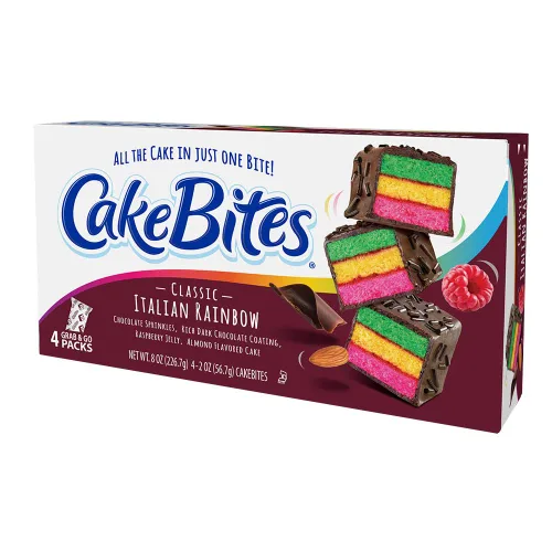 Vista 3 de The Original Cakebites por Cookies United, Snack en bocados para llevar, Arcoíris Italiano, 12 paquetes de 3 galletas
