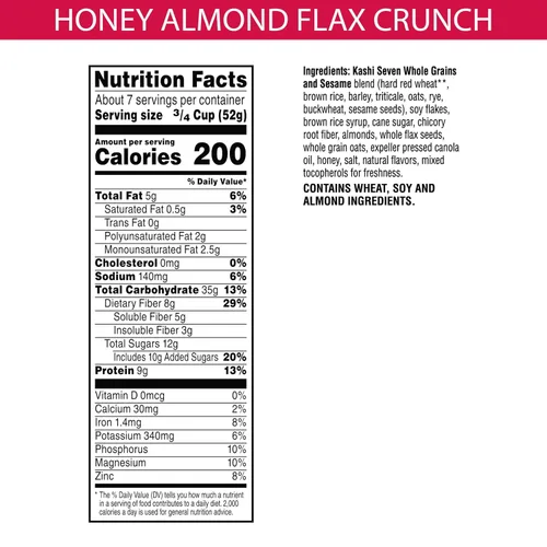 Vista 2 de Kashi Go - cereal para desayuno, miel de almendras Flax Crunch, proyecto verificado sin OMG, caja de 14 onzas (4 cajas)