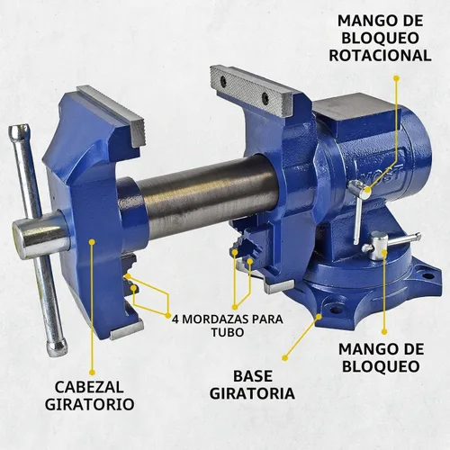Vista 3 de Yost Vises 750-E - Sistema de tornillo de banco y tornillo de banco multiusos 2 en 1 Agarre seguro con base giratoria Fabricado con una